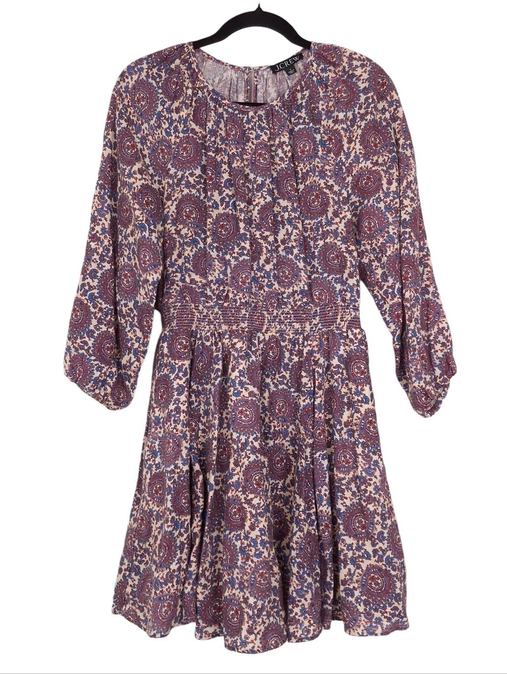 J. Crew Palermo Smocked Waist Mini Dress Floral Bouquet Linen garden vacation